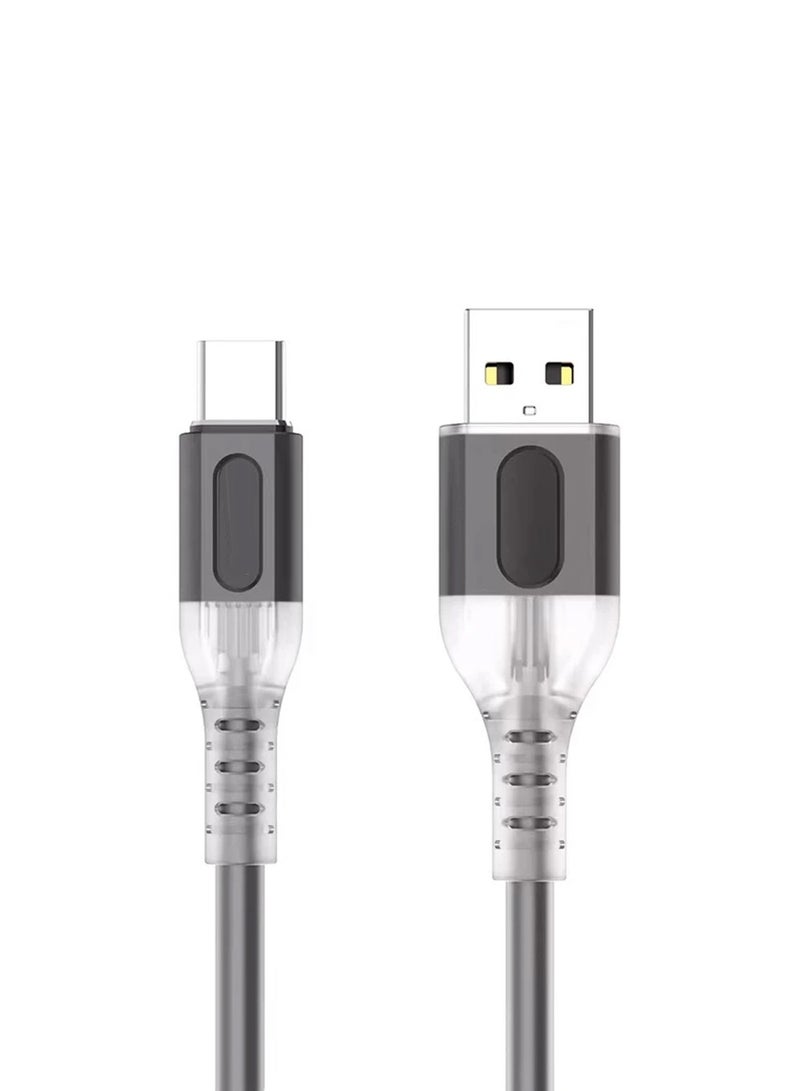 Chappeline CA12 Super Fast USB Data Cable For Type-C Crystal Silicone Material - Black - Image 1
